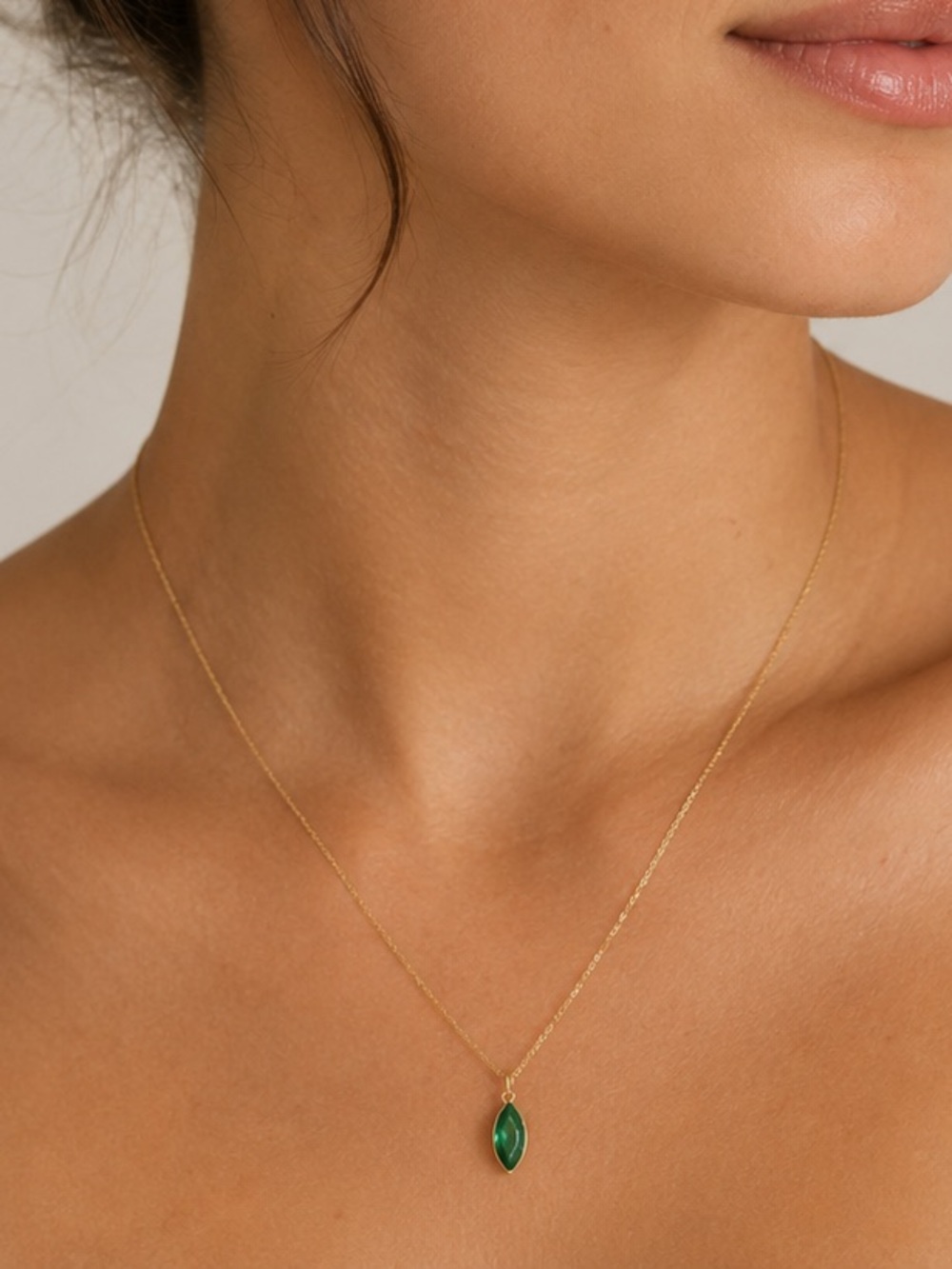 kate spade Gold Tone Necklace with Emerald Green Marquise Pendant